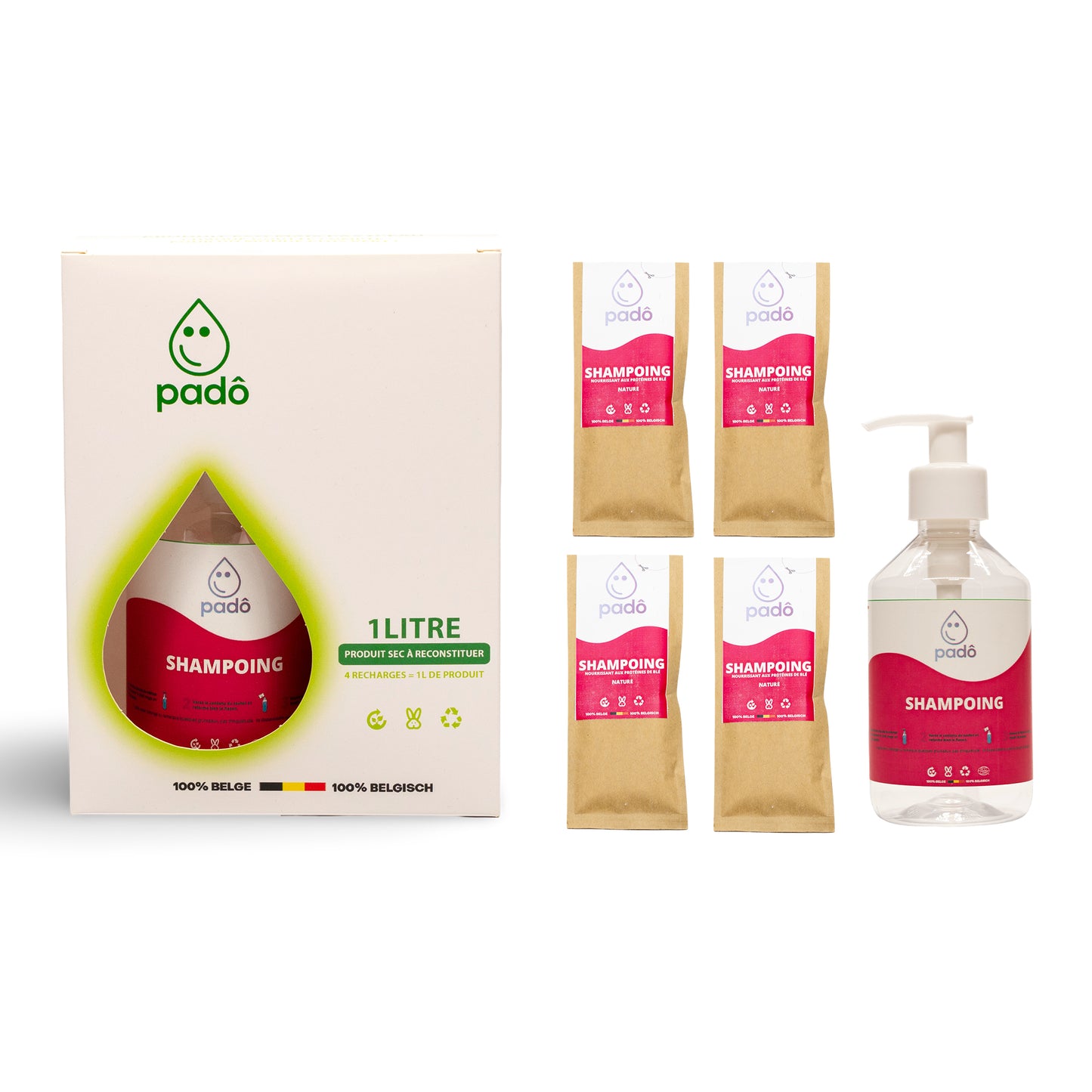 Padô - Pack Shampoing avec 4 recharges