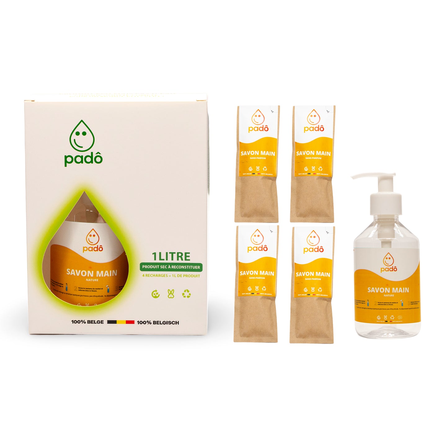 Padô - Pack savon main avec 4 recharges