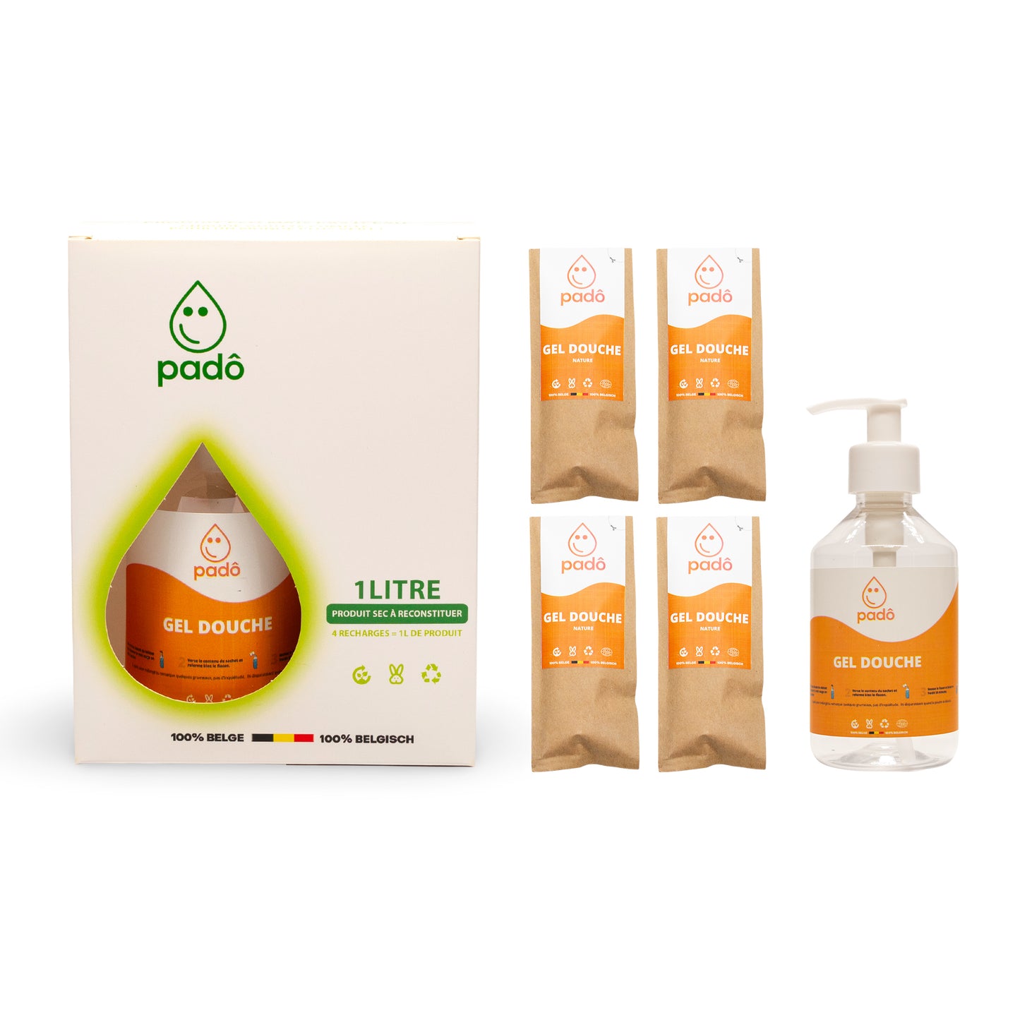 Padô - Pack Gel douche avec 4 recharges